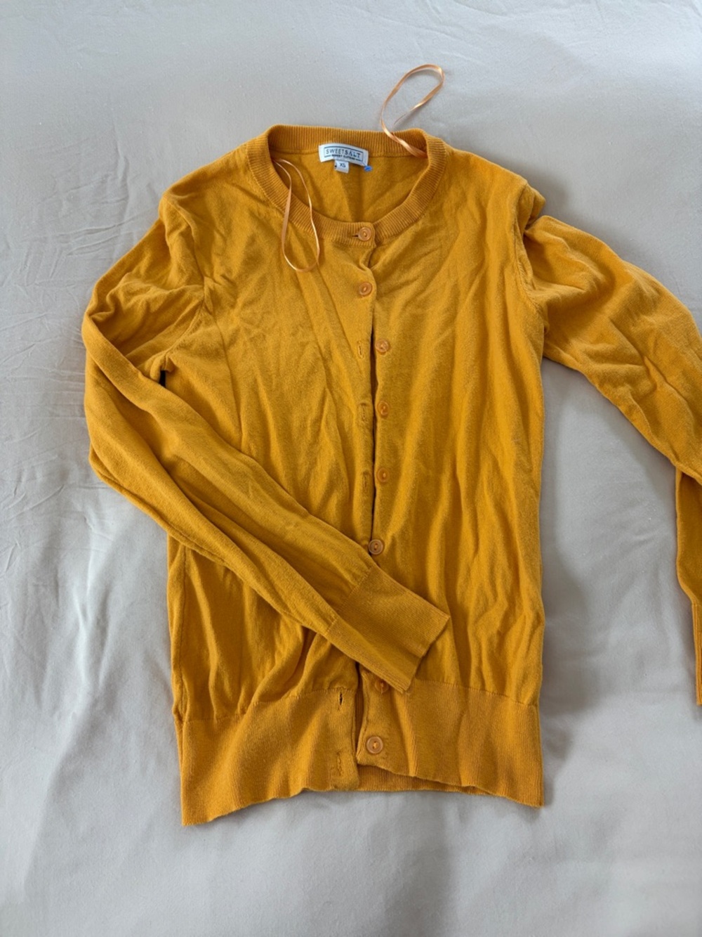 Noelle Women's Mustard Yellow Crewneck Cardigan